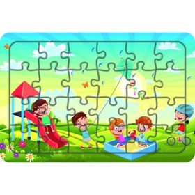 Güven Serigrafi Parktaki Çocuklar Model 1 24 Parça 19,5 x 29,5 cm Ahşap Çocuk Puzzle Yapboz