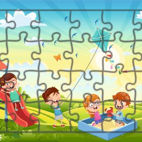 Güven Serigrafi Parktaki Çocuklar Model 1 24 Parça 19,5 x 29,5 cm Ahşap Çocuk Puzzle Yapboz