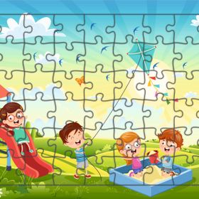 Güven Serigrafi Parktaki Çocuklar Model 1 54 Parça 19,5 x 29,5 cm Ahşap Çocuk Puzzle Yapboz