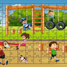 Güven Serigrafi Parktaki Çocuklar Model 2 108 Parça 29 x 39 cm Ahşap Çocuk Puzzle Yapboz