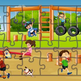 Güven Serigrafi Parktaki Çocuklar Model 2 24 Parça 19,5 x 29,5 cm Ahşap Çocuk Puzzle Yapboz