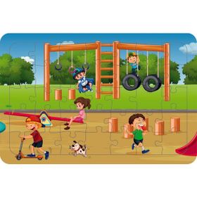 Güven Serigrafi Parktaki Çocuklar Model 2 35 Parça 19,5 x 29,5 cm Ahşap Çocuk Puzzle Yapboz
