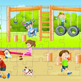 Güven Serigrafi Parktaki Çocuklar Model 2 35 Parça 19,5 x 29,5 cm Ahşap Çocuk Puzzle Yapboz