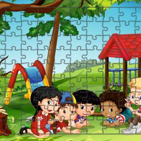 Güven Serigrafi Parktaki Çocuklar Model 3 108 Parça 29 x 39 cm Ahşap Çocuk Puzzle Yapboz