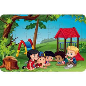 Güven Serigrafi Parktaki Çocuklar Model 3 35 Parça 19,5 x 29,5 cm Ahşap Çocuk Puzzle Yapboz