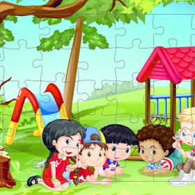 Güven Serigrafi Parktaki Çocuklar Model 3 35 Parça 19,5 x 29,5 cm Ahşap Çocuk Puzzle Yapboz