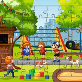 Güven Serigrafi Parktaki Çocuklar Model 4 54 Parça 19,5 x 29,5 cm Ahşap Çocuk Puzzle Yapboz