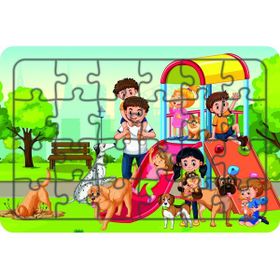 Güven Serigrafi Parktaki Çocuklar Model 5 24 Parça 19,5 x 29,5 cm Ahşap Çocuk Puzzle Yapboz