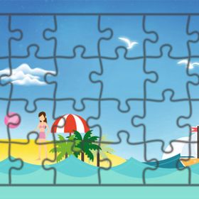 Güven Serigrafi Plajdaki Insanlar 24 Parça Ahşap Çocuk Puzzle Yapboz