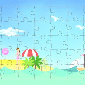 Güven Serigrafi Plajdaki Insanlar 35 Parça Ahşap Çocuk Puzzle Yapboz