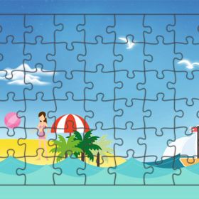 Güven Serigrafi Plajdaki İnsanlar 54 Parça Ahşap Çocuk Puzzle Yapboz
