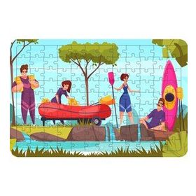 Güven Serigrafi Rafting Zamanı 108 Parça Ahşap Çocuk Puzzle Yapboz