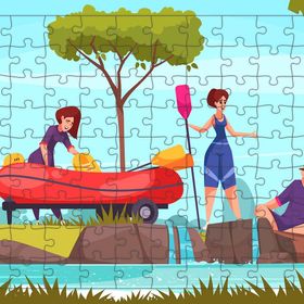 Güven Serigrafi Rafting Zamanı 108 Parça Ahşap Çocuk Puzzle Yapboz