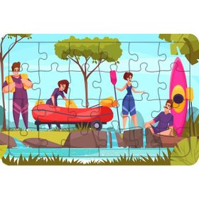 Güven Serigrafi Rafting Zamanı 24 Parça Ahşap Çocuk Puzzle Yapboz