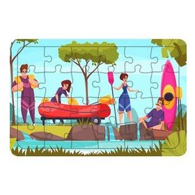 Güven Serigrafi Rafting Zamanı 24 Parça Ahşap Çocuk Puzzle Yapboz