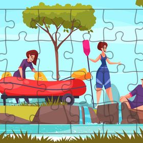 Güven Serigrafi Rafting Zamanı 24 Parça Ahşap Çocuk Puzzle Yapboz
