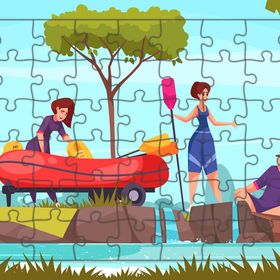 Güven Serigrafi Rafting Zamanı 54 Parça Ahşap Çocuk Puzzle Yapboz