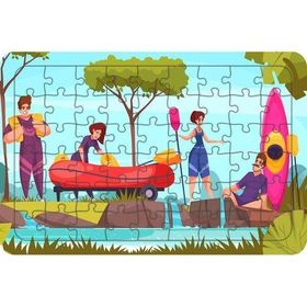 Güven Serigrafi Rafting Zamanı 54 Parça Ahşap Çocuk Puzzle Yapboz