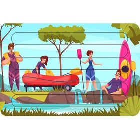 Güven Serigrafi Rafting Zamanı Çubuk Ahşap Çocuk Puzzle Yapboz