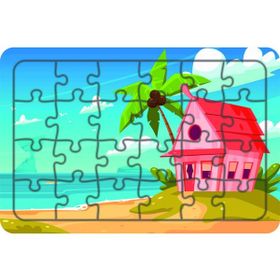 Güven Serigrafi Sahil Evi 24 Parça Ahşap Çocuk Puzzle Yapboz
