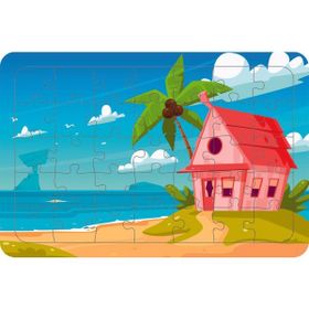 Güven Serigrafi Sahil Evi 35 Parça Ahşap Çocuk Puzzle Yapboz