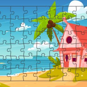 Güven Serigrafi Sahil Evi 54 Parça Ahşap Çocuk Puzzle Yapboz