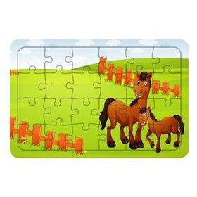 Güven Serigrafi Sevimli Atlar 24 Parça Ahşap Çocuk Puzzle Yapboz