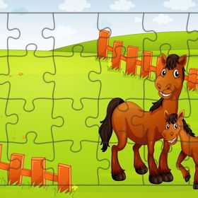 Güven Serigrafi Sevimli Atlar 24 Parça Ahşap Çocuk Puzzle Yapboz