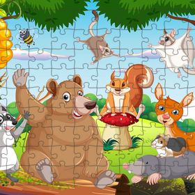 Güven Serigrafi Sevimli Hayvanlar 108 Parça Ahşap Çocuk Puzzle Yapboz
