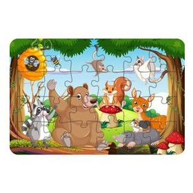 Güven Serigrafi Sevimli Hayvanlar 24 Parça Ahşap Çocuk Puzzle Yapboz
