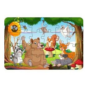 Güven Serigrafi Sevimli Hayvanlar 24 Parça Ahşap Çocuk Puzzle Yapboz