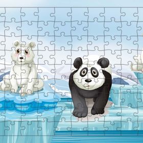 Güven Serigrafi Sevimli Kutup Ayıları 108 Parça Ahşap Çocuk Puzzle Yapboz