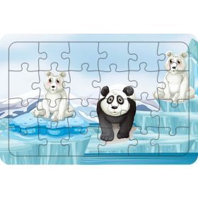 Güven Serigrafi Sevimli Kutup Ayıları 24 Parça Ahşap Çocuk Puzzle Yapboz