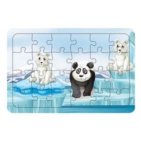 Güven Serigrafi Sevimli Kutup Ayıları 24 Parça Ahşap Çocuk Puzzle Yapboz