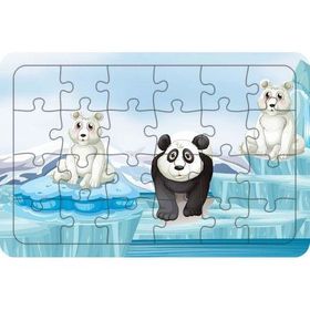 Güven Serigrafi Sevimli Kutup Ayıları 24 Parça Ahşap Çocuk Puzzle Yapboz