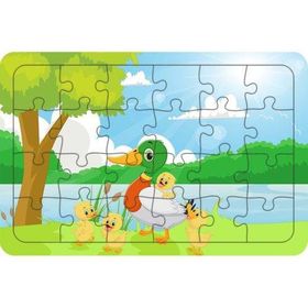 Güven Serigrafi Sevimli Ördekler 24 Parça Ahşap Çocuk Puzzle Yapboz