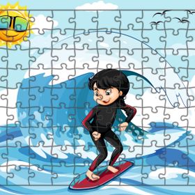 Güven Serigrafi Sörfcü Kız 108 Parça Ahşap Çocuk Puzzle Yapboz