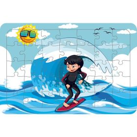 Güven Serigrafi Sörfcü Kız 35 Parça Ahşap Çocuk Puzzle Yapboz