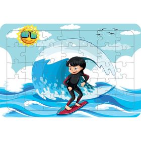 Güven Serigrafi Sörfcü Kız 35 Parça Ahşap Çocuk Puzzle Yapboz