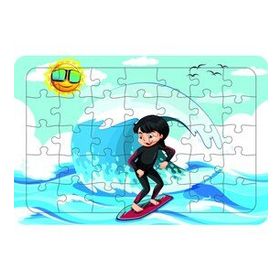 Güven Serigrafi Sörfcü Kız 35 Parça Ahşap Çocuk Puzzle Yapboz