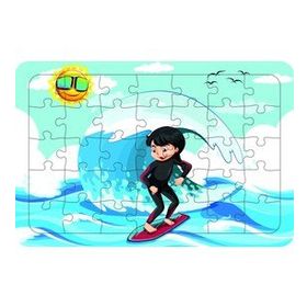 Güven Serigrafi Sörfcü Kız 35 Parça Ahşap Çocuk Puzzle Yapboz