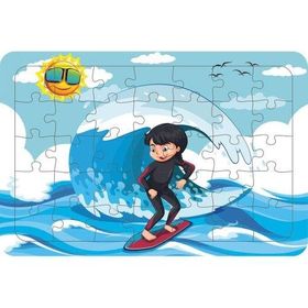 Güven Serigrafi Sörfcü Kız 35 Parça Ahşap Çocuk Puzzle Yapboz