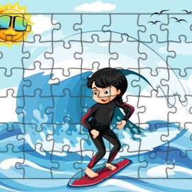 Güven Serigrafi Sörfcü Kız 54 Parça Ahşap Çocuk Puzzle Yapboz
