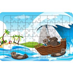 Güven Serigrafi Su Samurları 54 Parça Ahşap Çocuk Puzzle Yapboz