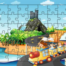 Güven Serigrafi Tatil Treni 54 Parça Ahşap Çocuk Puzzle Yapboz
