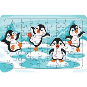 Güven Serigrafi Tatilci Penguenler 54 Parça Ahşap Çocuk Puzzle Yapboz