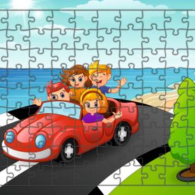 Güven Serigrafi Tatile Giden Çocuklar 108 Parça Ahşap Çocuk Puzzle Yapboz