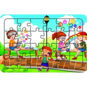 Güven Serigrafi Teknoloji ve Çocuklar 24 Parça Ahşap Çocuk Puzzle