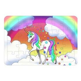 Güven Serigrafi Unicorn 2 24 Parça Ahşap Çerçeveli Puzzle Yapboz