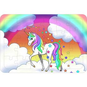 Güven Serigrafi Unicorn 2 24 Parça Ahşap Çerçeveli Puzzle Yapboz